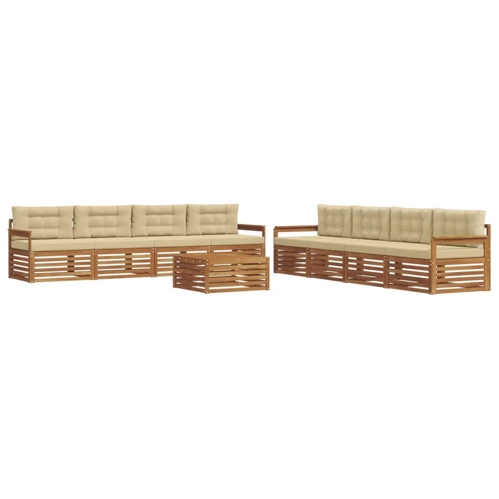 Set di divani da esterno con cuscino 9 pcs Naturale e Beige 3373208
