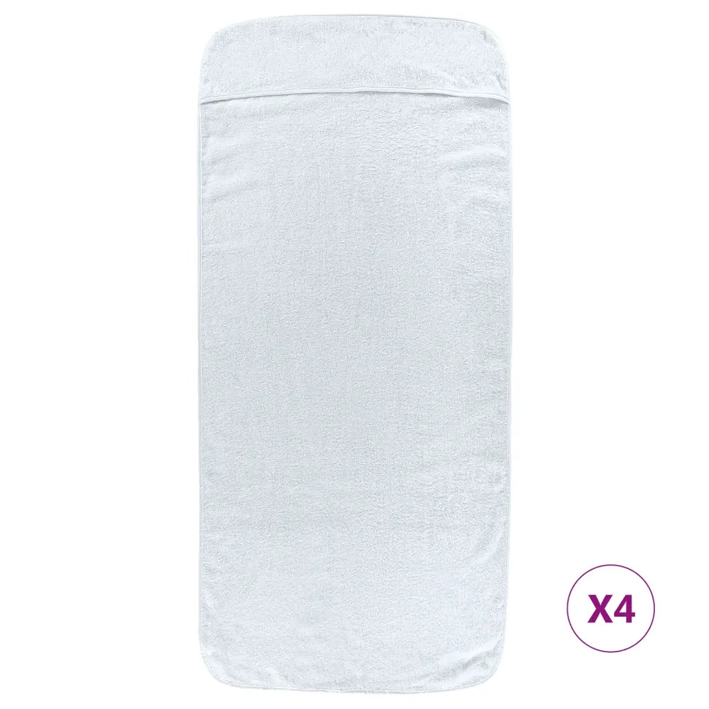 Asciugamani da Spiaggia 4 pz Bianchi 60x135 cm Tessuto 400 GSM 3157050