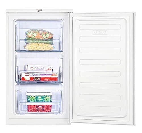 BEKO FS166020 Congelatore verticale a libera installazione 65 L 82 cm Classe E 37 dB raffreddamento statico con sistema MinFrost 3 cassetti porte reversibili ripiani in cristallo infrangibile autonomia 15 h Bianco