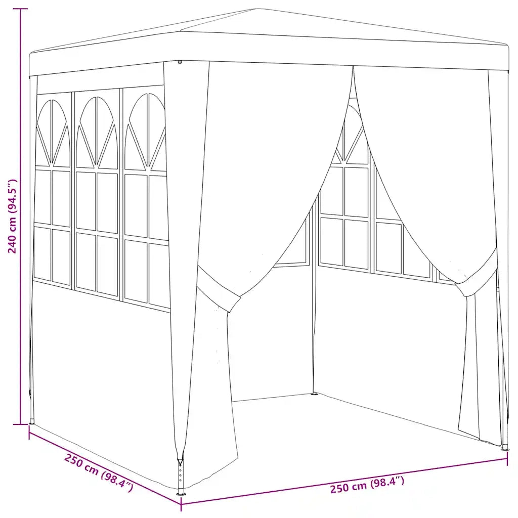 Gazebo Professionale con Pareti 2,5x2,5 m Antracite 90 g/mÂ²