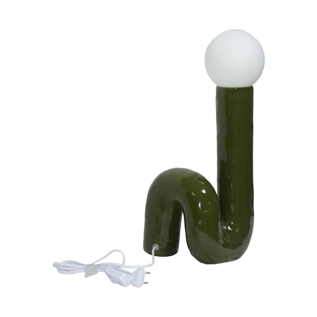 Lampada da tavolo in design organico ceramica smaltata,  45cm, verde
