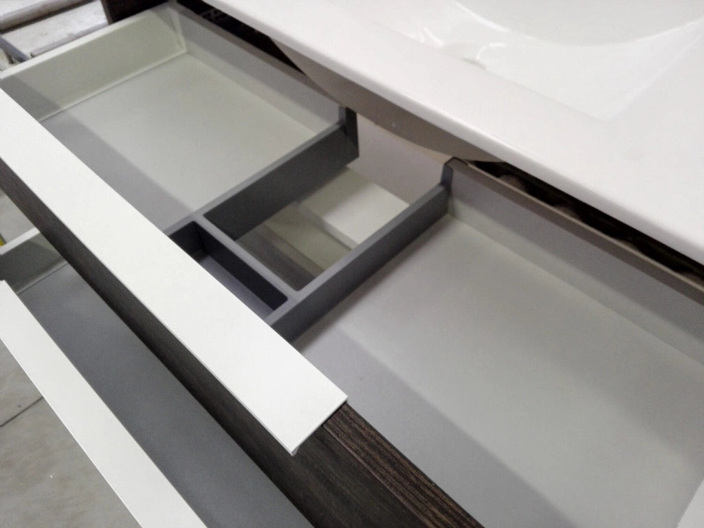 Mobile da Bagno Sospeso con Lavabo Specchio e Lampada a LED TFT Luna Rovere Wengè