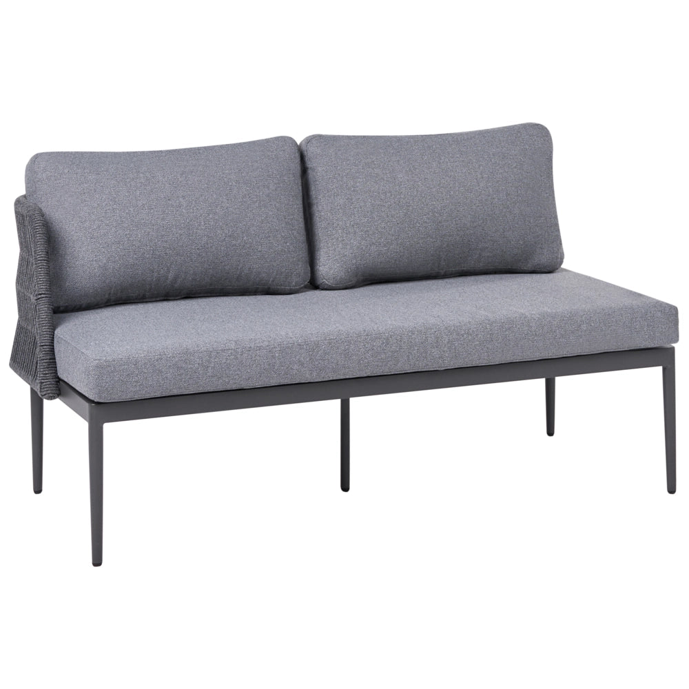 Set da salotto a 3 posti grigio con divano angolare sinistro in tessuto con struttura in alluminio e tavolino Elegante set da giardino Patio