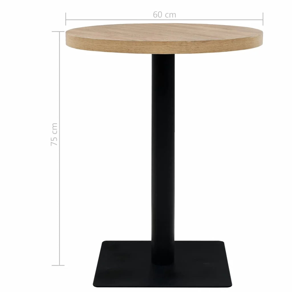 Tavolo alto stile bar/bistrot MDF e acciaio rotondo 60 cm rovere beige 0902109