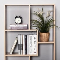 Libreria in Legno Design Moderno con 8 Ripiani, 70x24x178cm, Color Legno Naturale