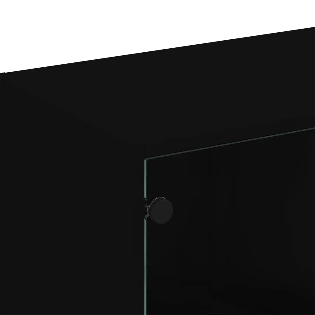Libreria con Ante Nera 136x37x109 cm in Legno Multistrato 3206511