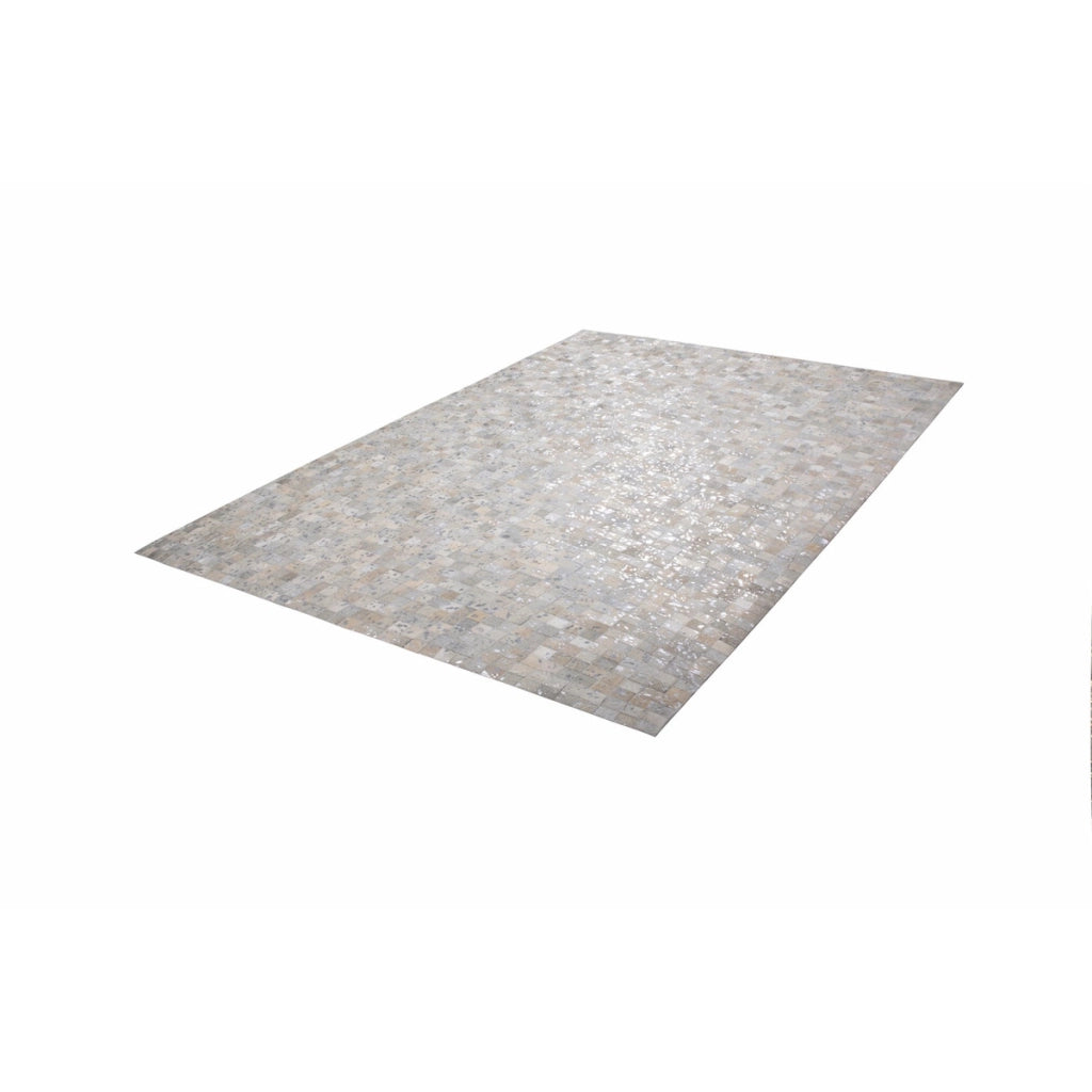Tappeto Rocket 110 in pelle patchwork grigio e argento