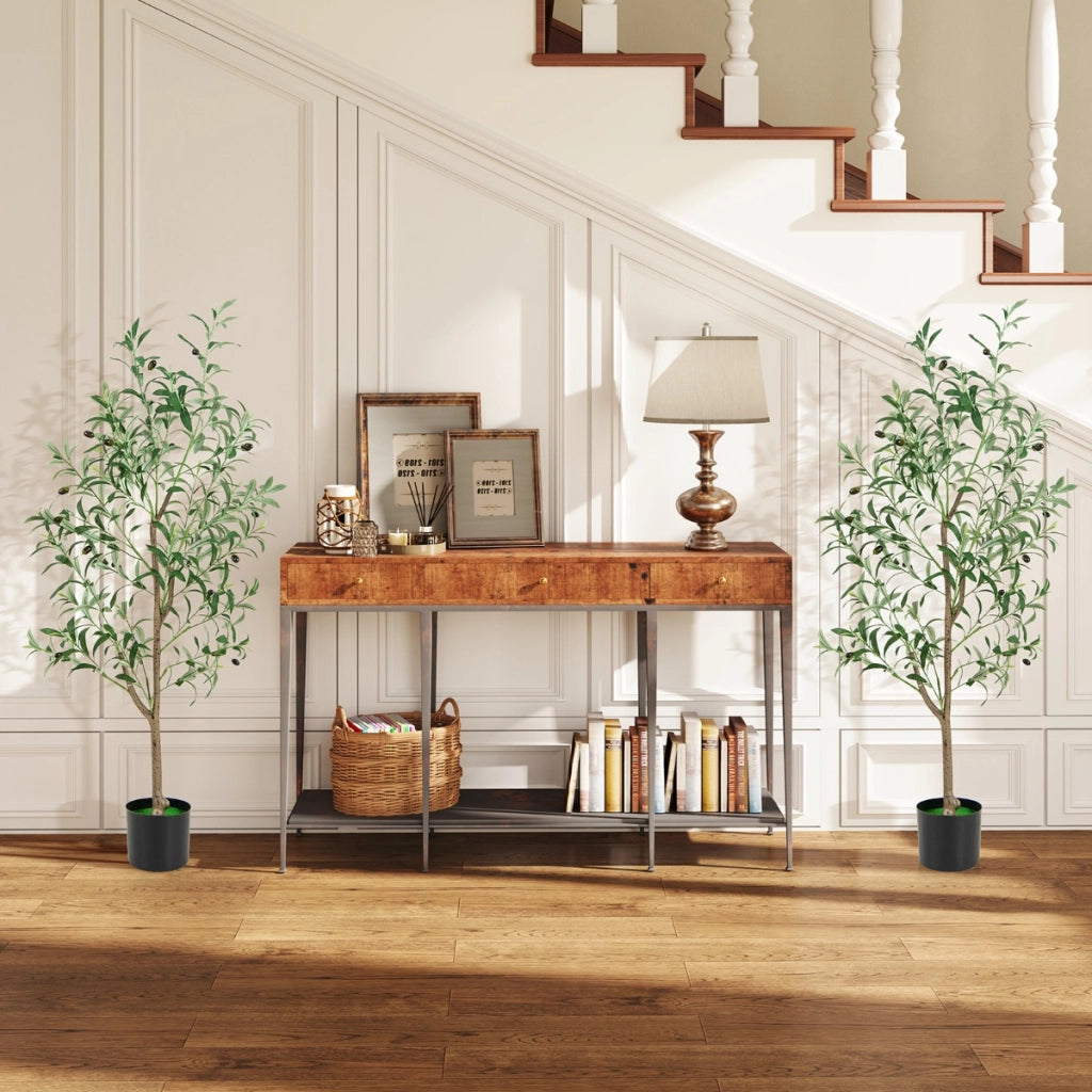 1 Albero di olivo artificiale 130 CM per Interni, Piante fnte in vaso con frutti realistici-Piante artificiali