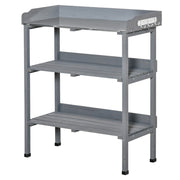 Tavolo da giardino per piante con piano metallo ¨C zephmum ¨C grigio 76x37x89 cm