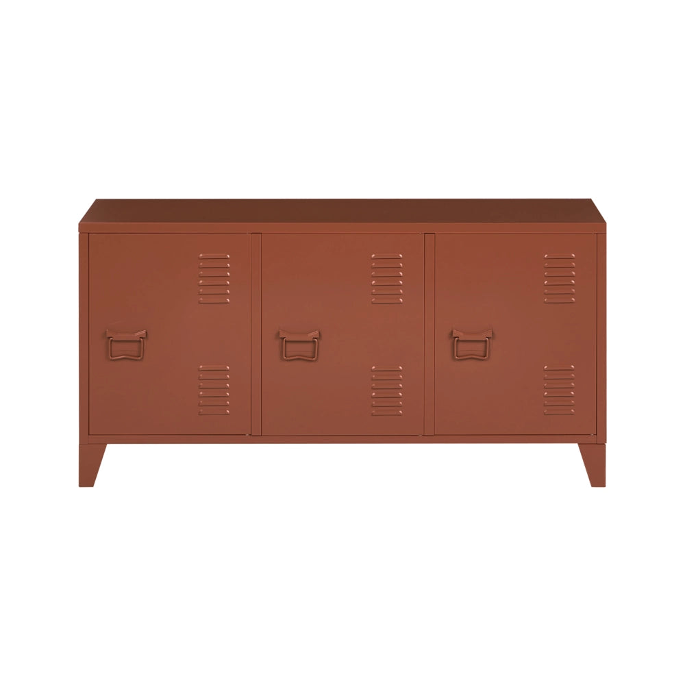 Credenza in acciaio, 3 ante, ripiani regolabili, marrone dorato stile industriale home office