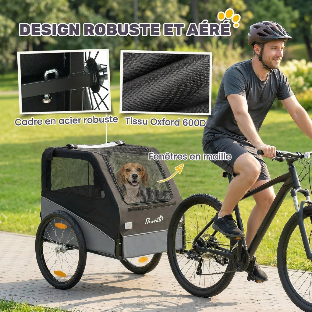 Rimorchio Bici Cane ¨C zephmum ¨C Grigio e Nero 139x72x88cm