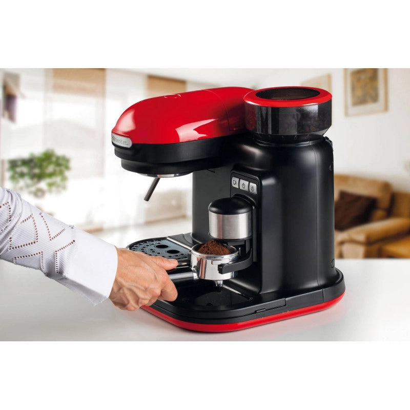 Macchina da Caffè con Macinacaffè - Montalatte - 15 Bar - 1080 Watt - Rosso