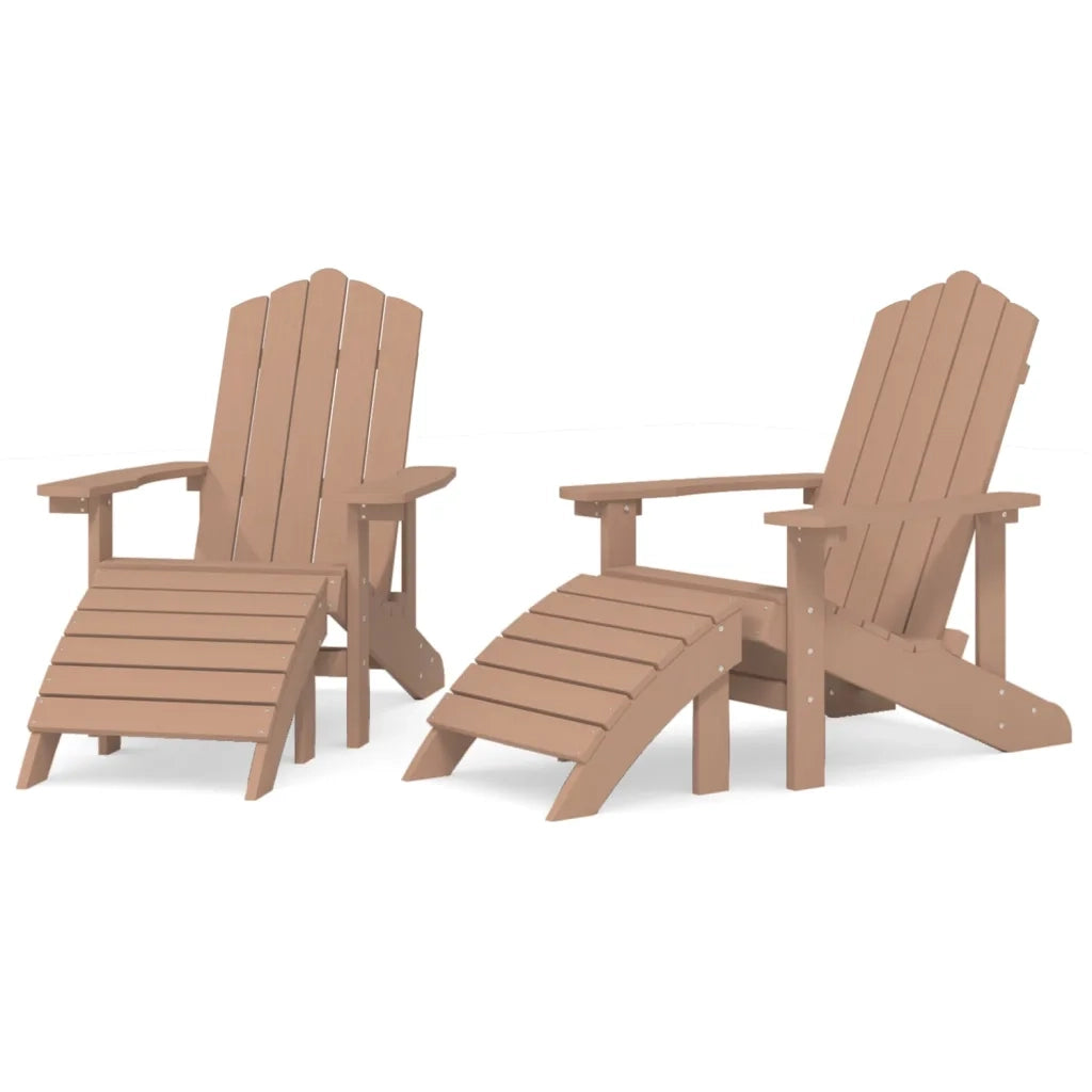 Sedie da Giardino Adirondack 2 pz con Poggiapiedi HDPE Marrone cod mxl 6748