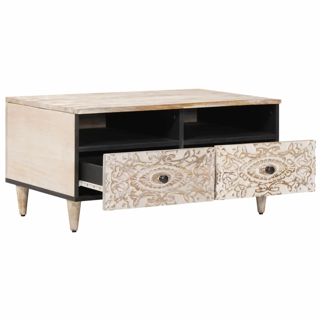Tavolino da salotto con cassetto Bianco 80 x 54 x 40 cm