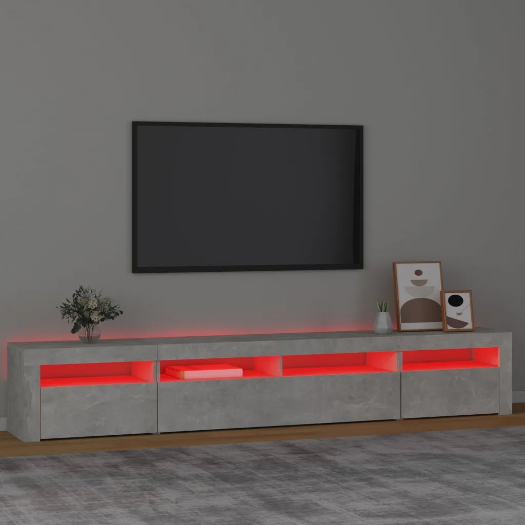 Mobile Porta TV con Luci LED Grigio Cemento 240x35x40 cm 3152725