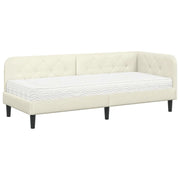 Letto singolo | Letto per adulti | Cornice del letto ad angolo Crema 80 x 200 cm Velluto