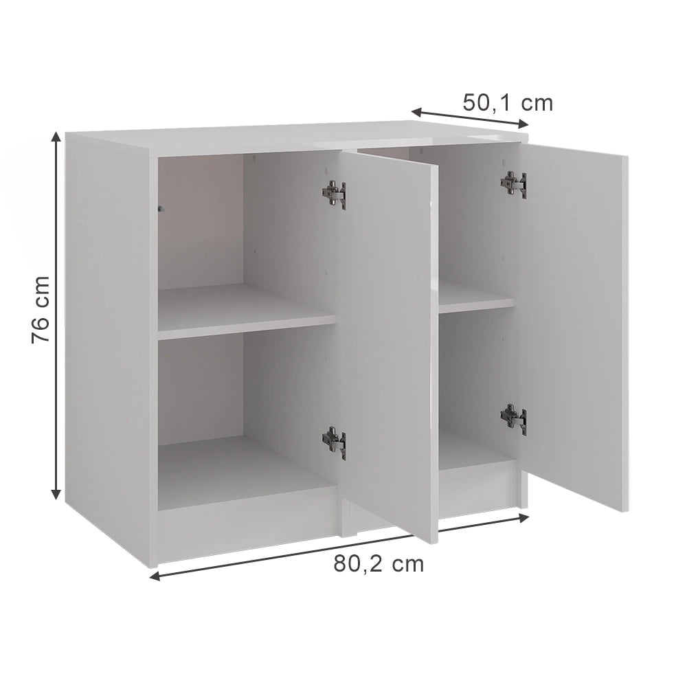 Vicco Credenza Bianco/bianco lucido 80.2 x 76 cm 2 parti