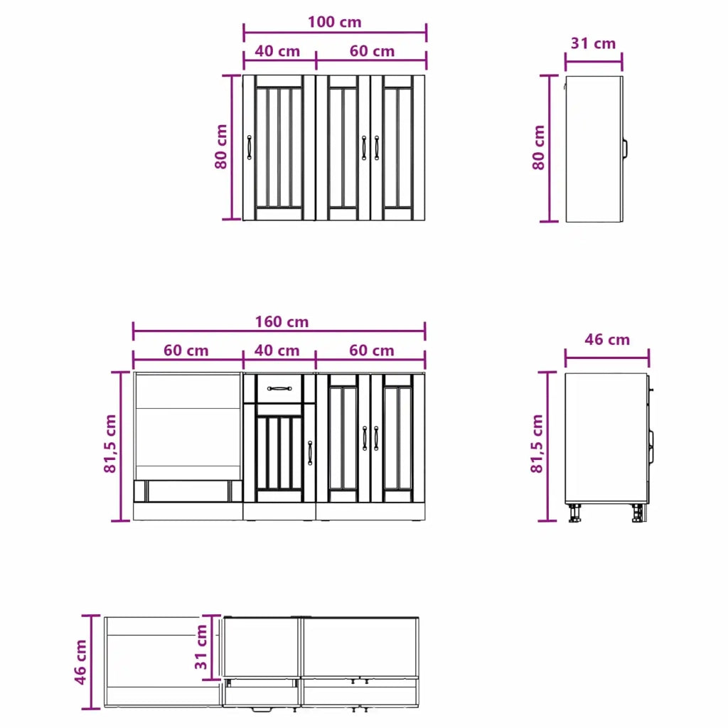 Unità Cucina LUCCA 5 pz Rovere Artigianale Legno ingegnerizzato 3438264