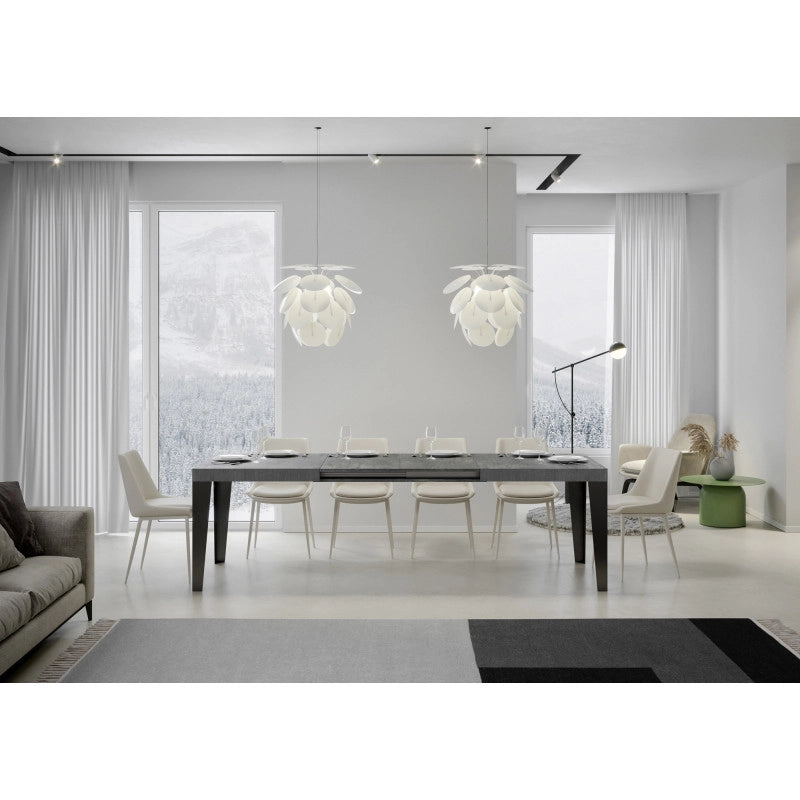 Tavolo allungabile 160/244x80 cm Flame telaio Antracite - Cemento