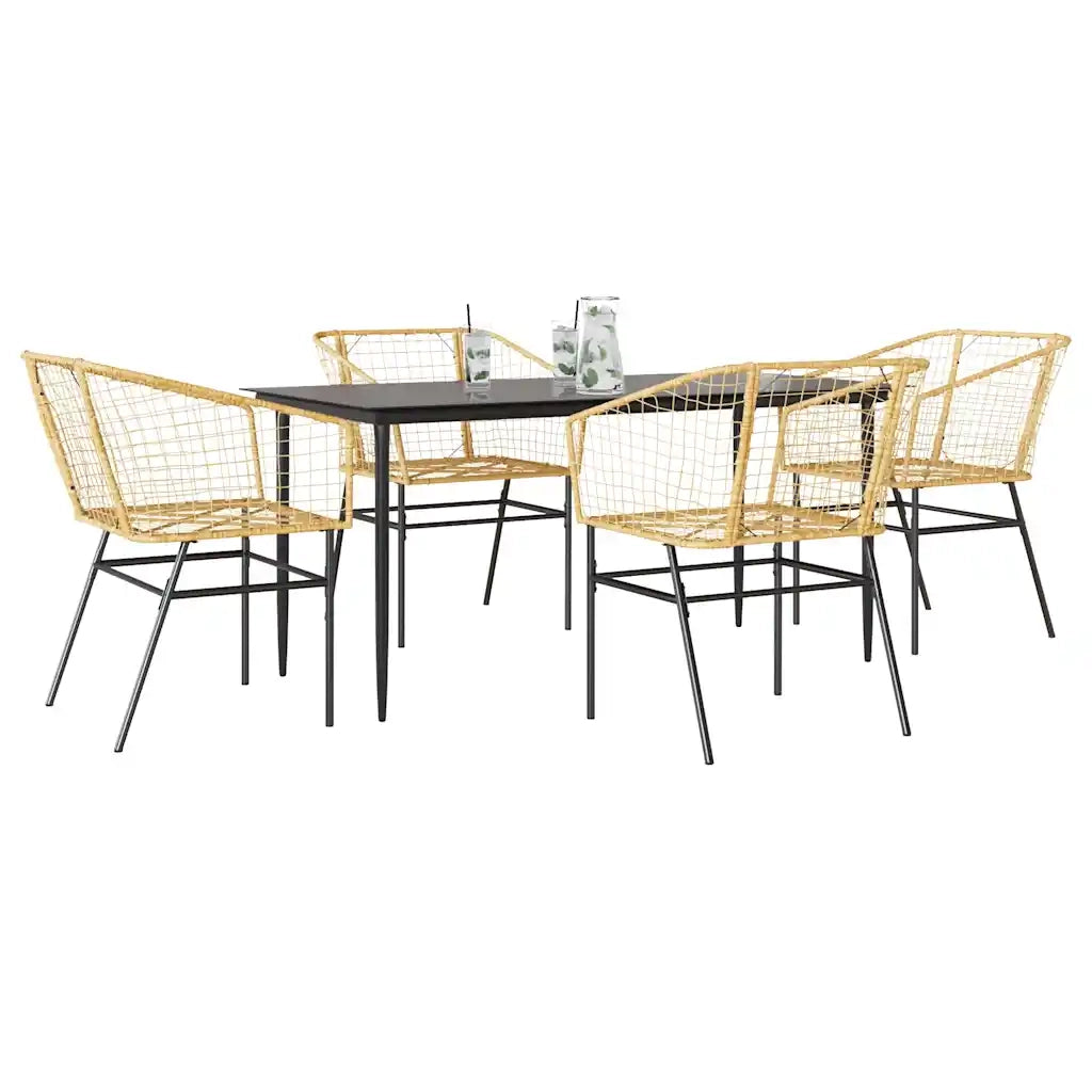 Set da Pranzo da Giardino 5pz | Set Salotto da Giardino Polyrattan Vetro