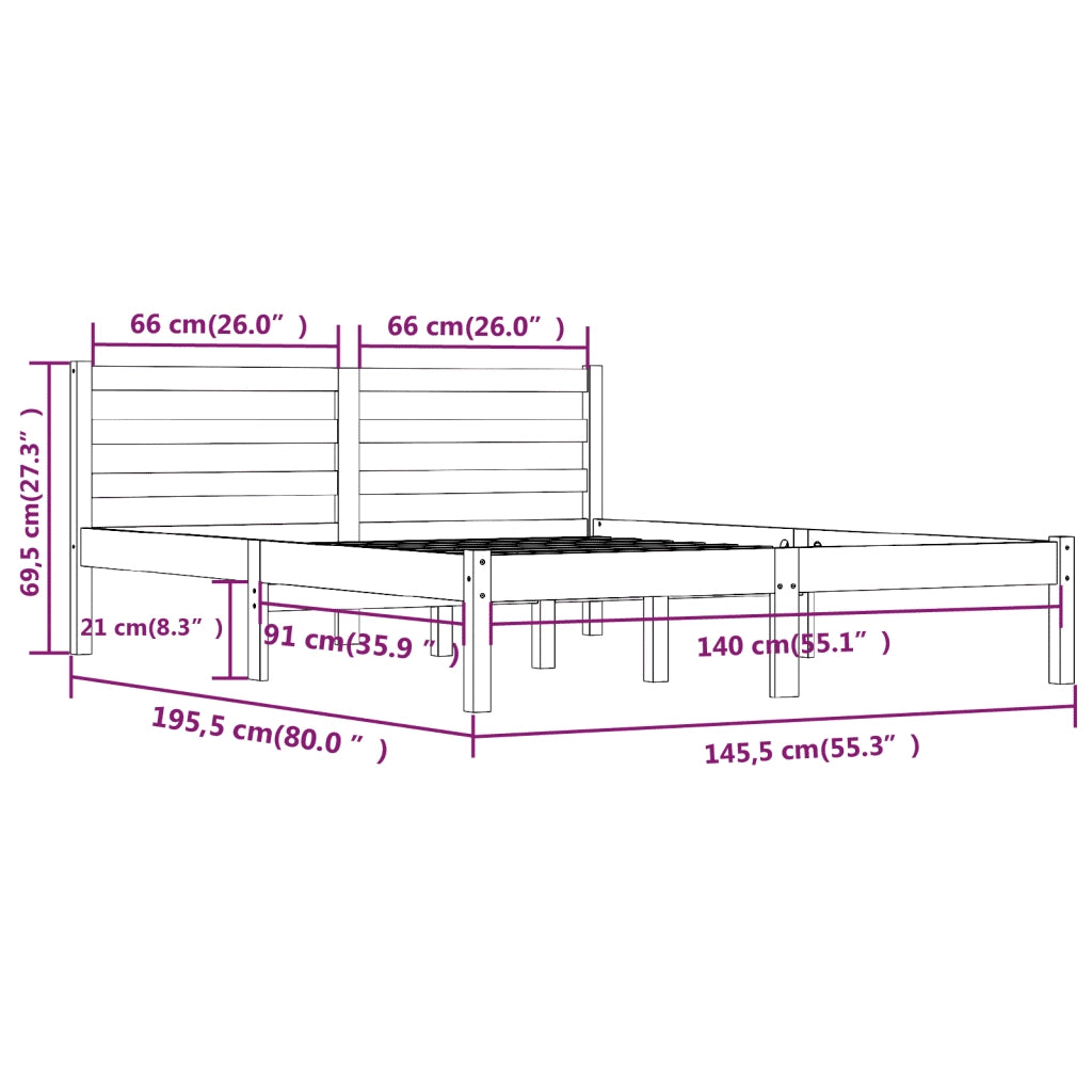 Giroletto-Struttura Letto in Legno Massello di Pino 140x190 cm Bianco