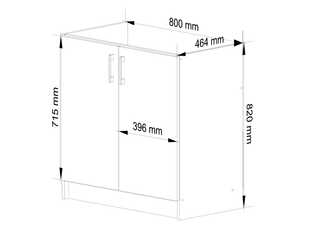 Mobile da cucina per incasso del forno AKORD S80 sistema LIMA Bianco 80 cm 2 ante inserto frontale Sonoma Quercia 80x44,5x82 cm