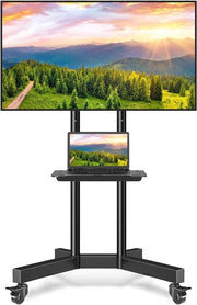 Sostegno per TV con ruote, regolabile in altezza per TV da 32 a 80 pollici fino a 50 kg - Massimo VESA 600 x 400 mm