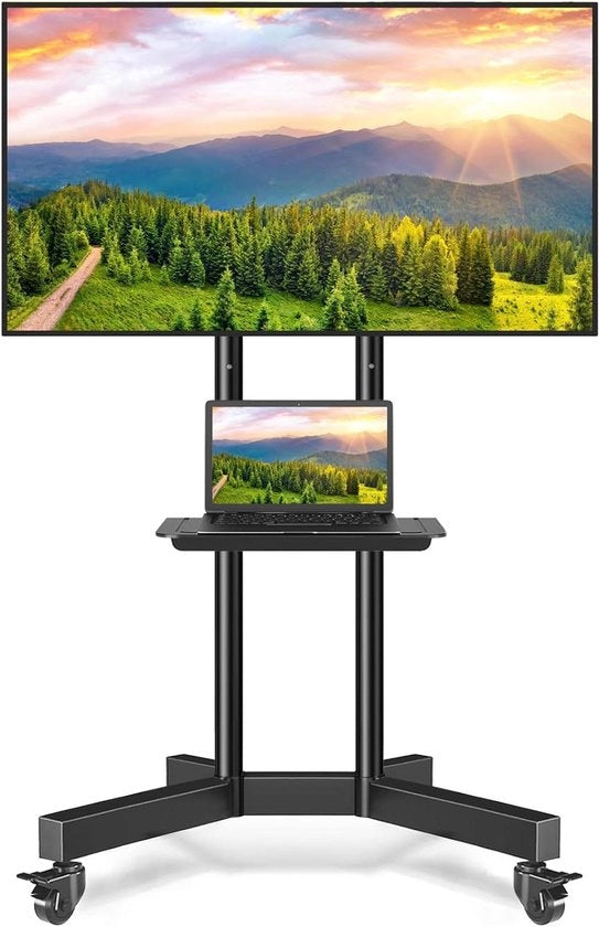 Sostegno per TV con ruote, regolabile in altezza per TV da 32 a 80 pollici fino a 50 kg - Massimo VESA 600 x 400 mm