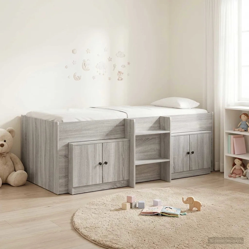 Struttura Letto Loft con Mobile con porta 3 pz Sonoma grigio 3423395