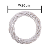 Set 9 Coroncine Bianche di Rattan Larghezza 20 cm