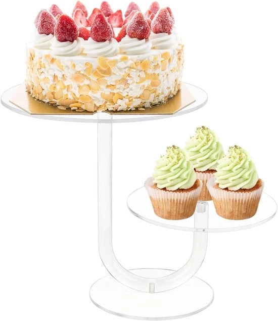 Tavolo a Più Livelli per Cupcake in Acrilato - Display di Dolci a Doppio Livello - Torre per Dessert (20 cm)