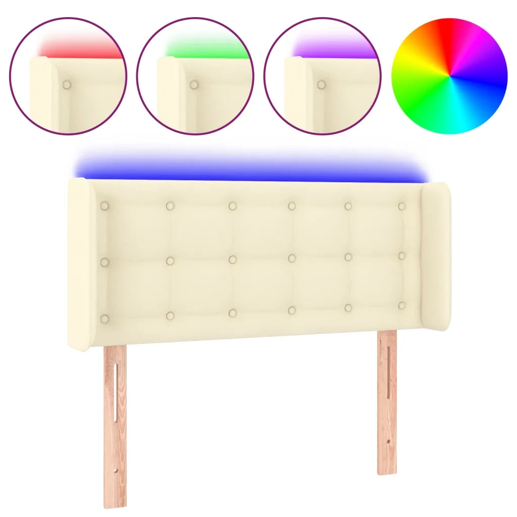 Testiera | Testata a LED Crema 93x16x78/88 cm in Similpelle