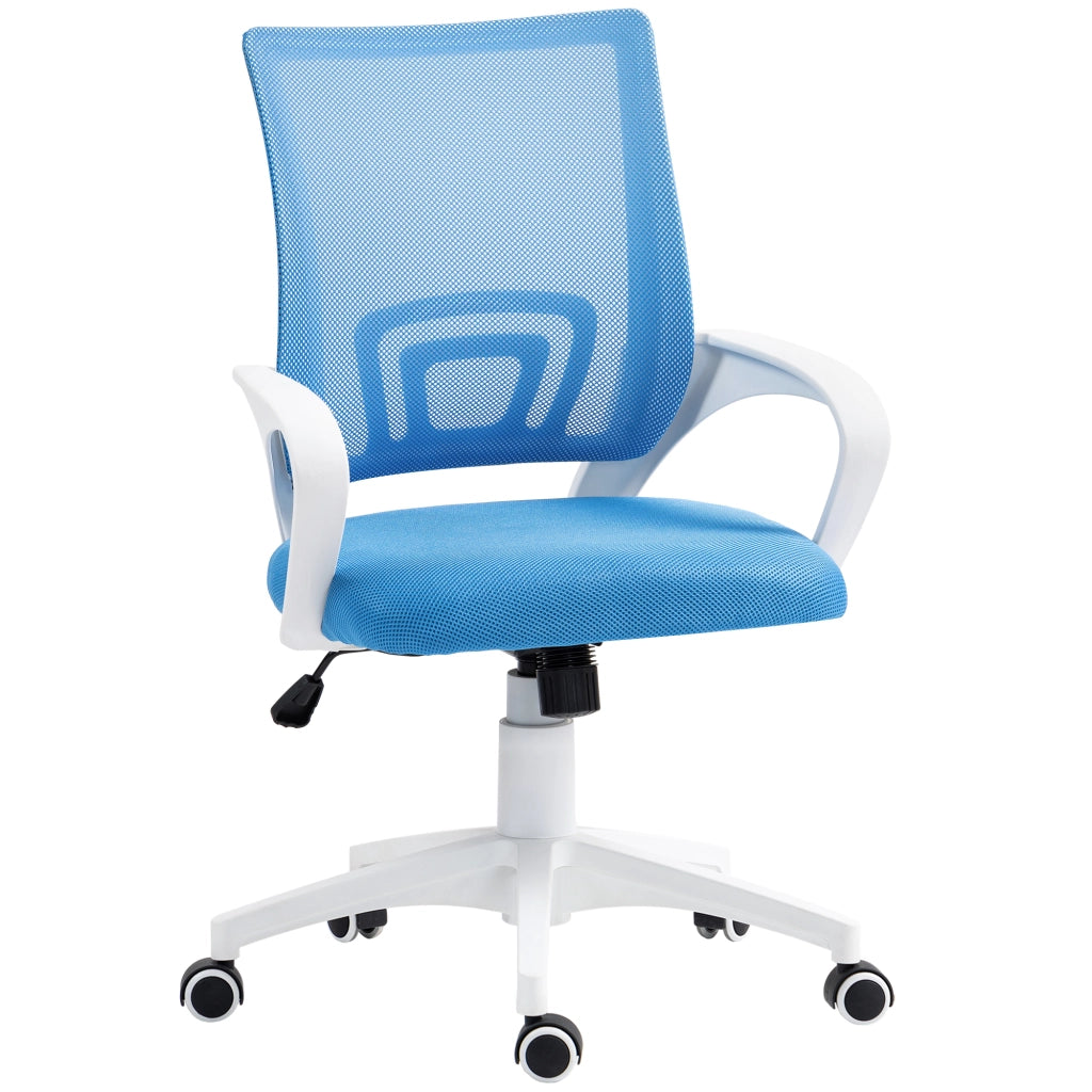 Sedia da ufficio girevole con schienale in rete, braccioli e altezza regolabile ¨C zephmum ¨C blu chiaro, carico 120 kg