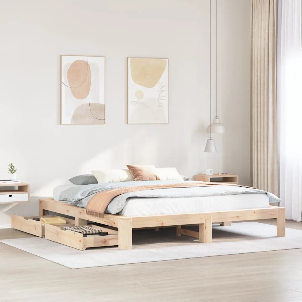 Giroletto senza Materasso 200x200 cm in Legno Massello di Pino 3308987