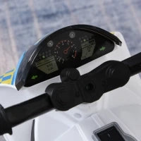 Moto Giocattolo Cavalcabile a 3 Ruote per Bambini 18-36 Mesi Stile Polizia con Musica e Fari, Azzurro