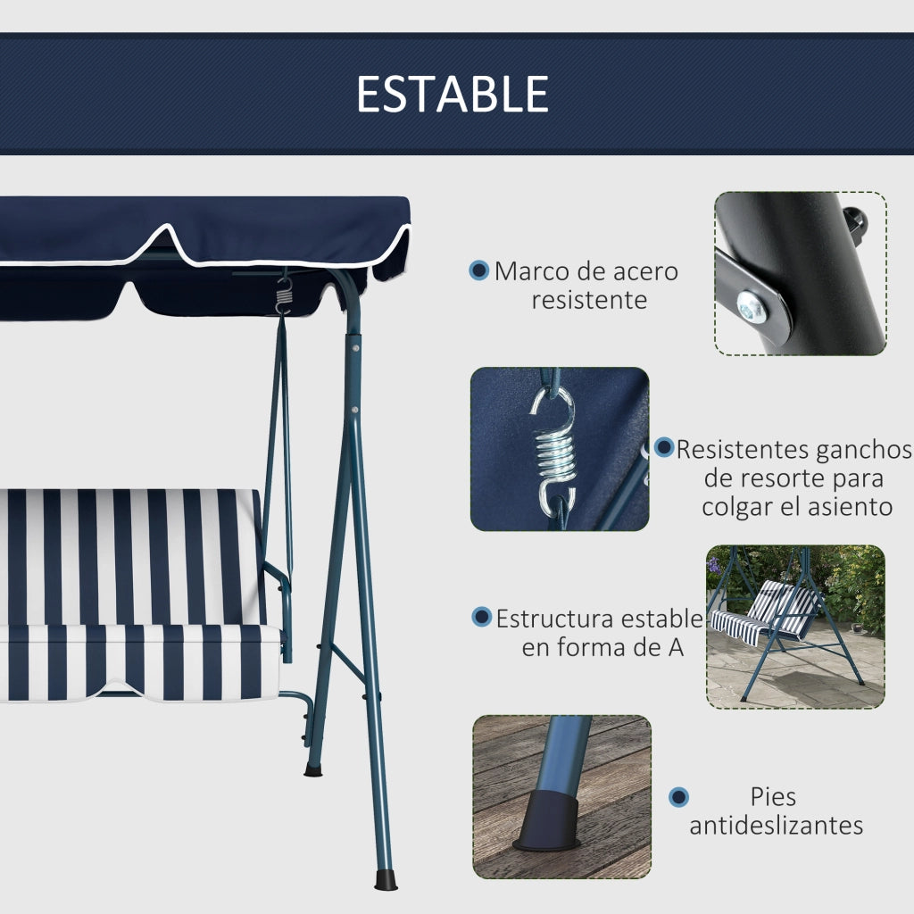 Altalena da Giardino 3 Posti con Cuscino e Tettoia ¨C zephmum ¨C Grigio/Bianco 172x110x153 cm