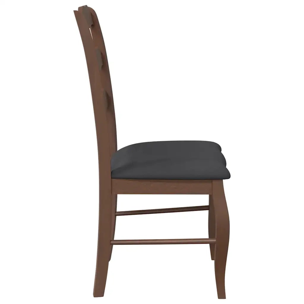 Sedie da Pranzo con Cuscini 2pz Marrone Legno Massello di Hevea 4102492