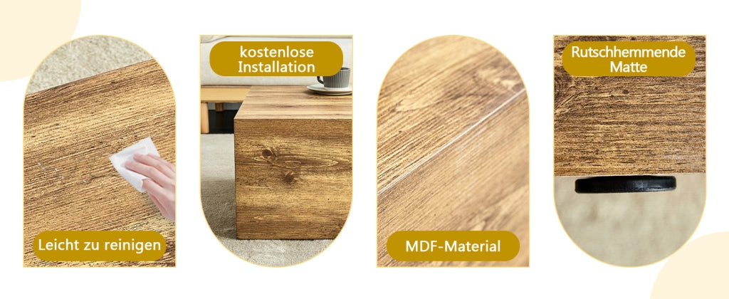 TAVOLO COFFEE 90x50x30 cm Effetto legno MDF Marrone