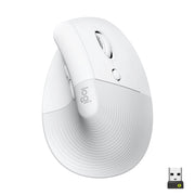 Logitech lift mouse ergonomico verticale, senza fili, ricevitore bluetooth o logi bolt usb, clic silenziosi, 4 tasti, compatibile con windows / macos / ipados, laptop, pc. bianco - 910-006475