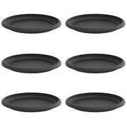 Vassoio Rotondo per Fiori 6 pz Nero ? 19 x 2 cm Plastica CFW2899345