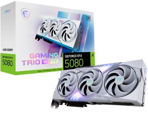 Msi vga geforce rtx 5080, rtx 5080 16g gaming trio oc white, 16gb gddr7, dp*3/hdmi, atx, tri frozr 4