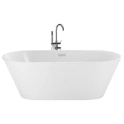 Vasca freestanding bianco sanitario acrilico singolo 150 x 75 cm forma ovale troppopieno sistema design moderno