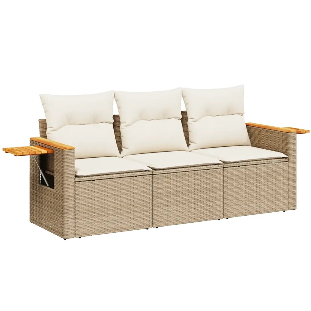 Set Divano da Giardino 3 pz con Cuscini Beige in Polyrattan 3258999