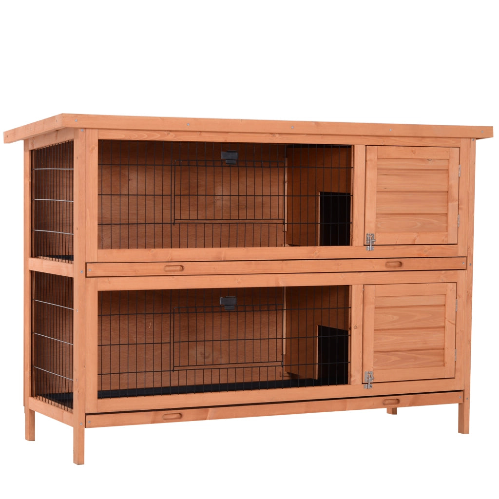 Gabbia per conigli doppio livello 4 porte ¨C zephmum ¨C 137x50x93 cm legno massello verde