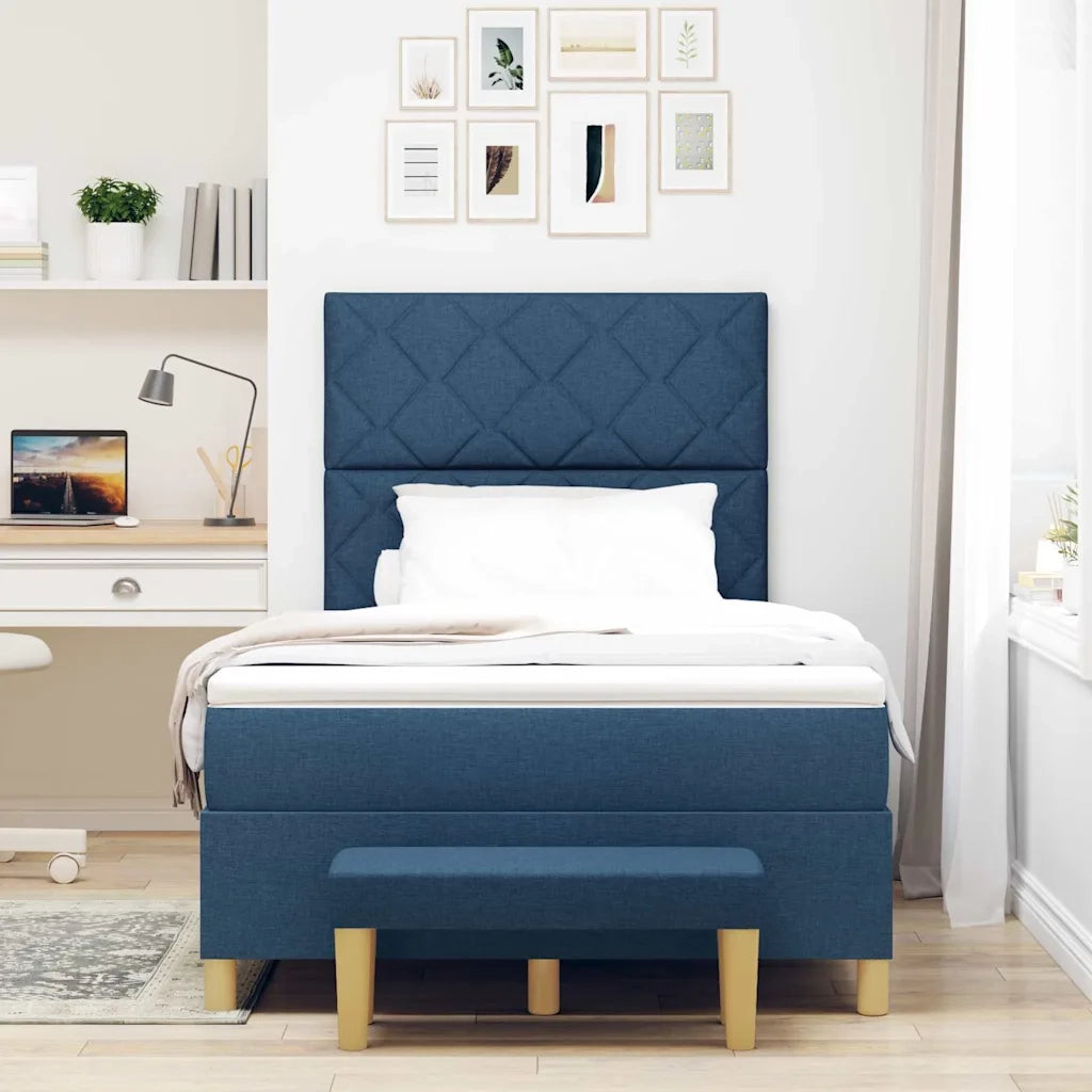 Letto a molle con materasso Blu 120 x 190 cm Tessuto