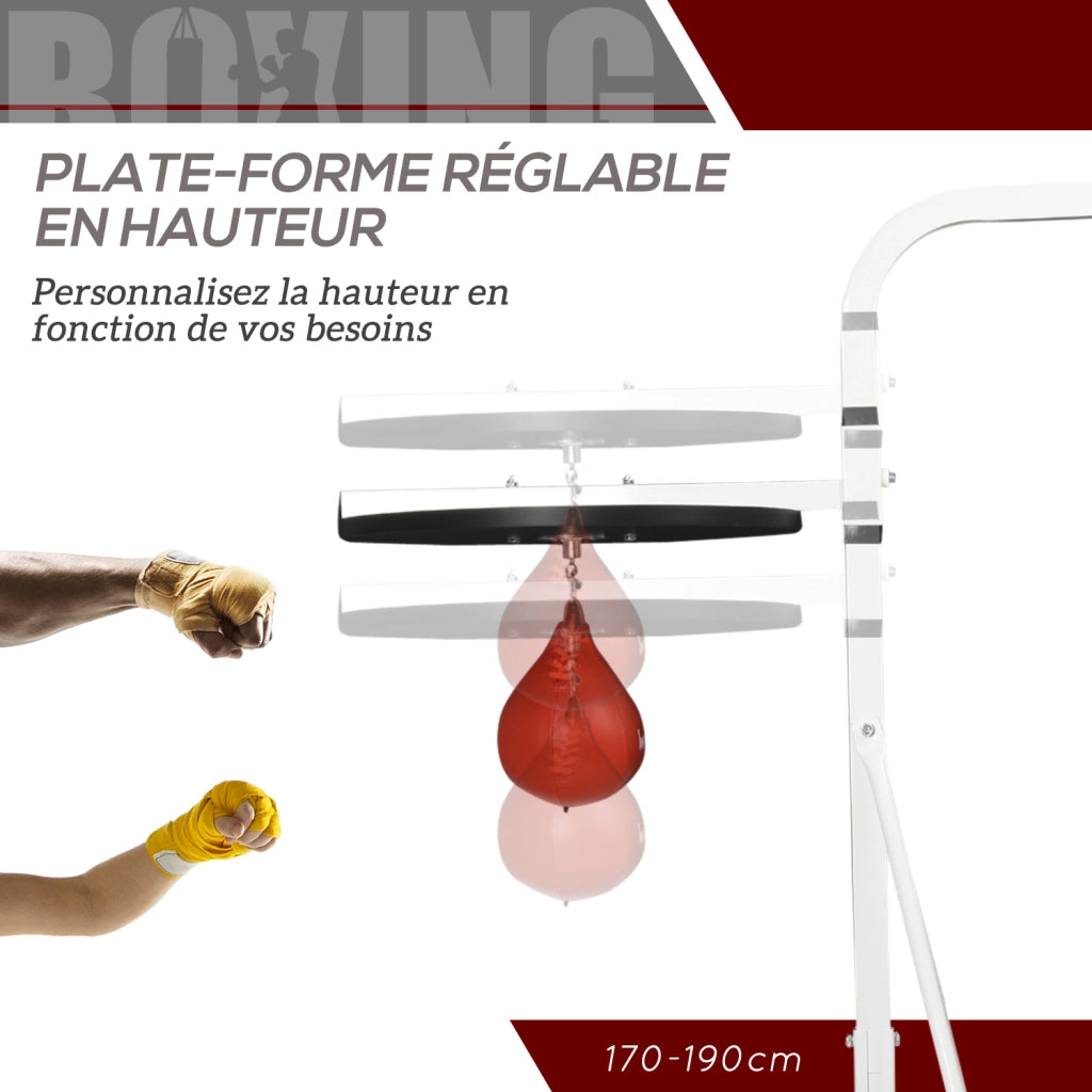 Sacco da boxe 2 in 1 con supporto e pera velocita' ¨C zephmum ¨C bianco 156x115x224 cm