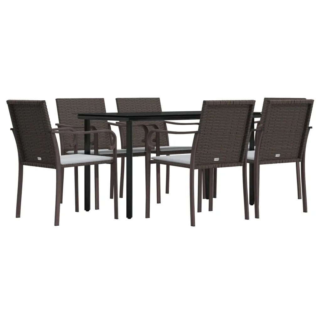 Set Pranzo da Giardino 7 pz con Cuscini in Polyrattan e Acciaio 3186958