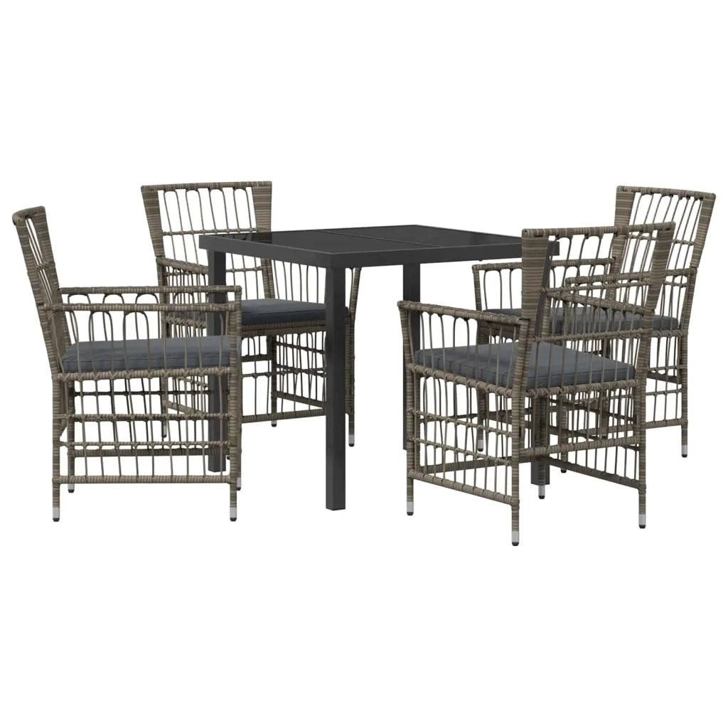 Set da pranzo per esterni 5 pz Grigio polyrattan 3448926