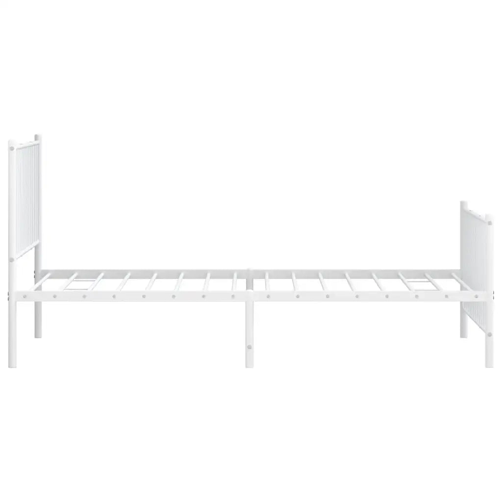 Giroletto con Testiera e Pediera Metallo Bianco 100x190 cm 350943