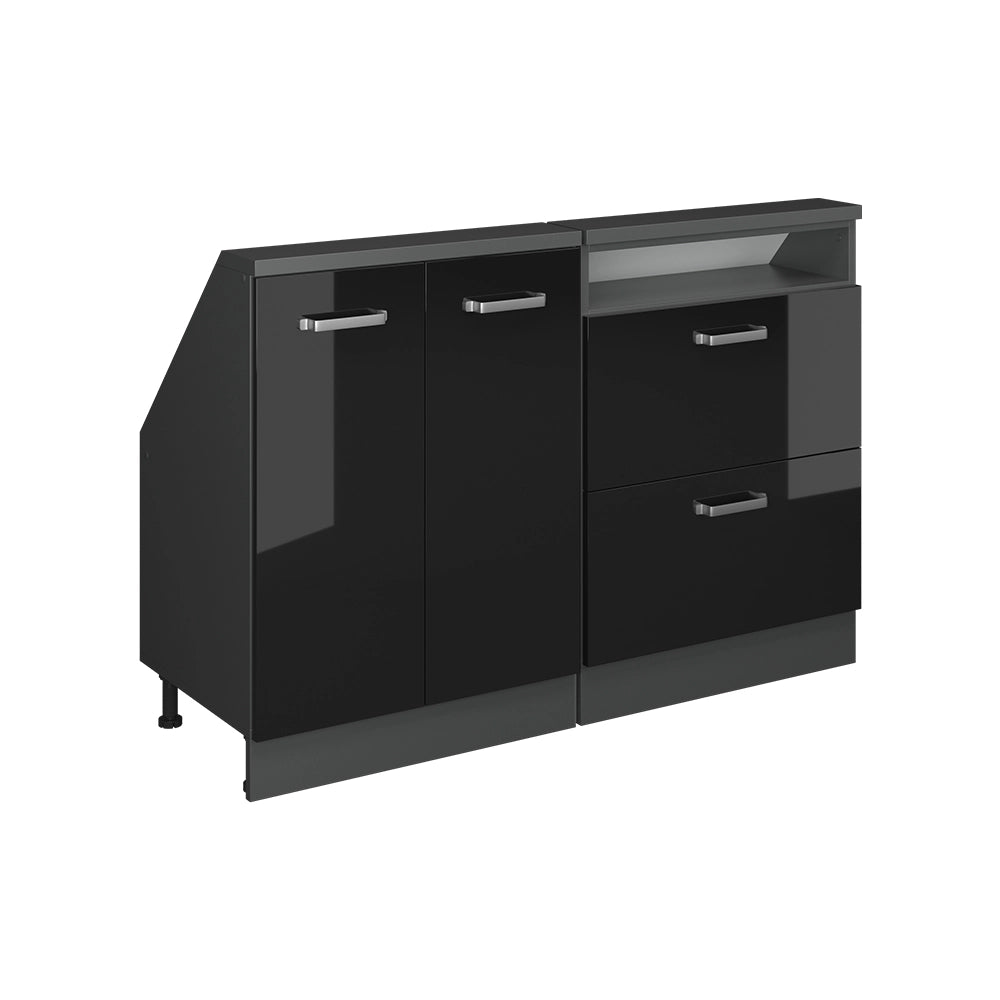 Mobile cucina sottotetto R-Line Nero lucido/Antracite 120 cm Set di 2 Vicco